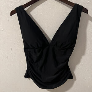 J.Crew Deep V-Neck Tankini Top / Black / Size‎ XS